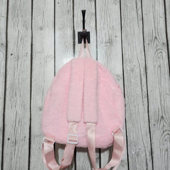 Labubu Mini Backpack Pink Fluffy Soft Cute Kawaii Sparkly Ears 2 Zippers New - Picture 7 of 11